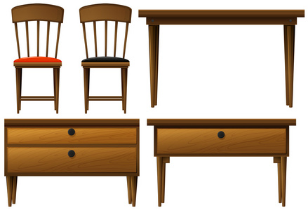 许多类型的木制家具