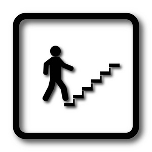 在楼梯上的商人成功图标, 黑色网站按钮白色背景