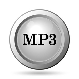 Mp3 图标。白色背景上的互联网按钮