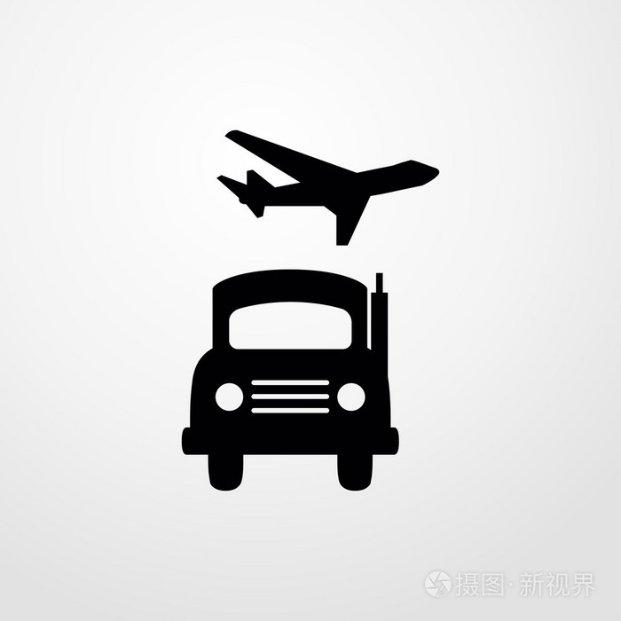 汽车和飞机的图标。汽车和飞机的标志
