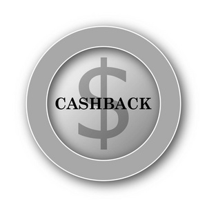 Cashback 图标。白色背景上的互联网按钮