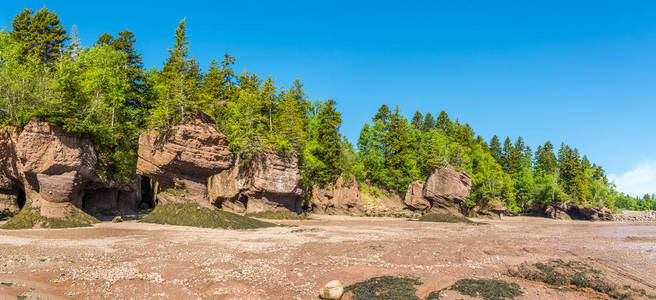 芬迪加拿大湾岩石形成全景