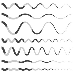 波浪，弯曲的抽象线条，条纹元素