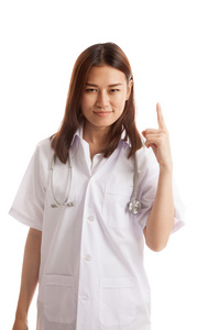亚洲年轻的女医生点向上