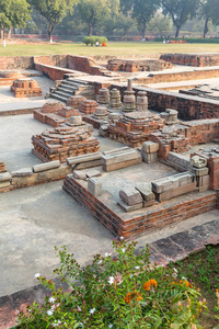 印度北方邦 Sarnath瓦拉纳西votiv 佛塔的遗骸