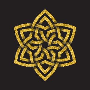 金闪闪发光符号在六角形的曼荼罗形式