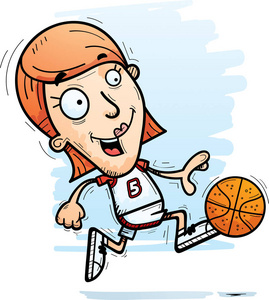 女子篮球运动员跑步的卡通插图