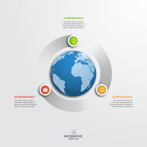 圆的信息图表模板与地球仪 3 选项。经营理念