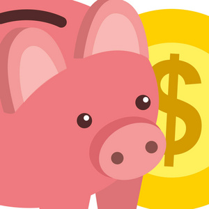 商业银行小猪和美元硬币货币等距