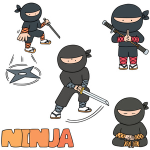 日本小偷面具涂鸦向量集的忍者照片