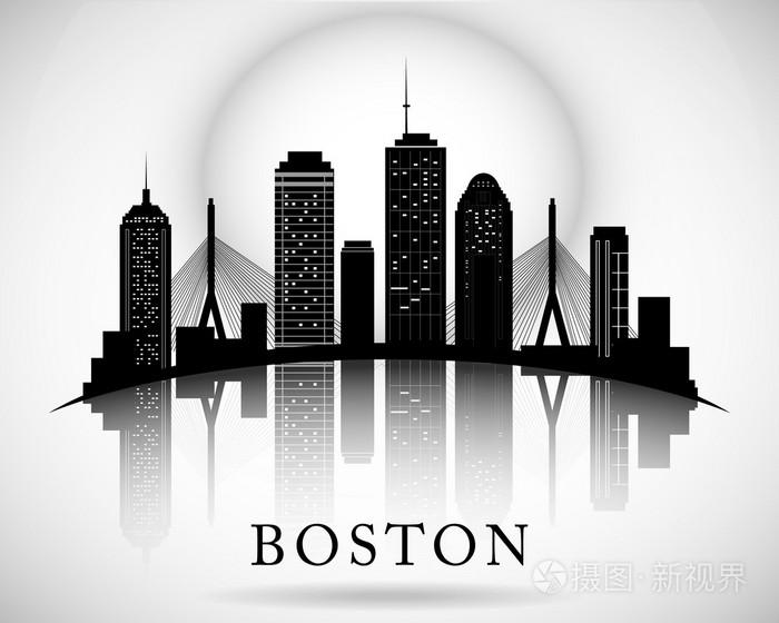 波士顿的天际线。城市剪影