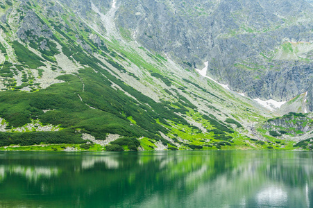 旅游业在波兰语。湖在 Tatra 山