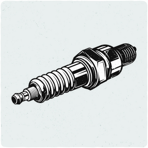 摩托车火花塞。黑白插图。光背景与垃圾噪声和框架隔离