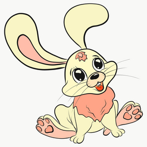 绘图的一只耳朵一只长耳朵的滑稽的兔子照片