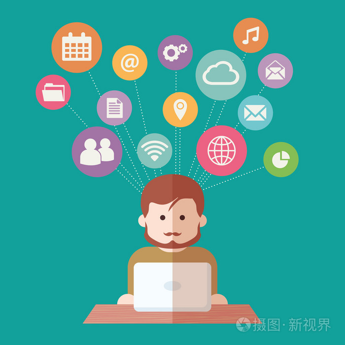 社交媒体网络计算机矢量图的人