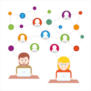 社交媒体网络人与计算机矢量图