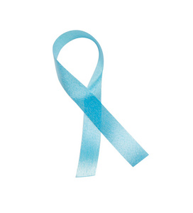 男性保健概念, 浅蓝色带为前列腺癌孤立的白色背景