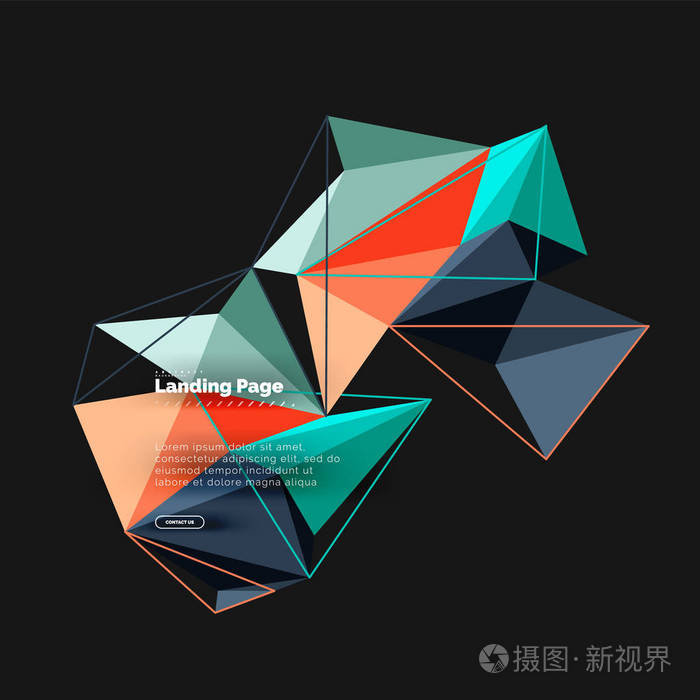 矢量3d 三角形抽象背景, 多边形几何设计