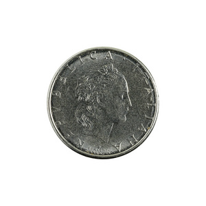 50意大利里拉硬币 1994 被隔绝在白色背景上