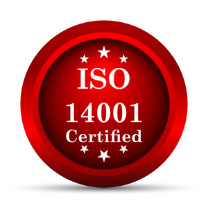 Iso14001 图标。白色背景上的互联网按钮