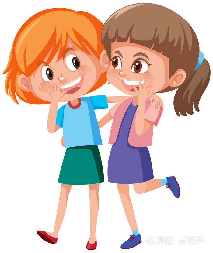 两个朋友笑白色背景插图插画-正版商用图片0scw6h-摄图新视界