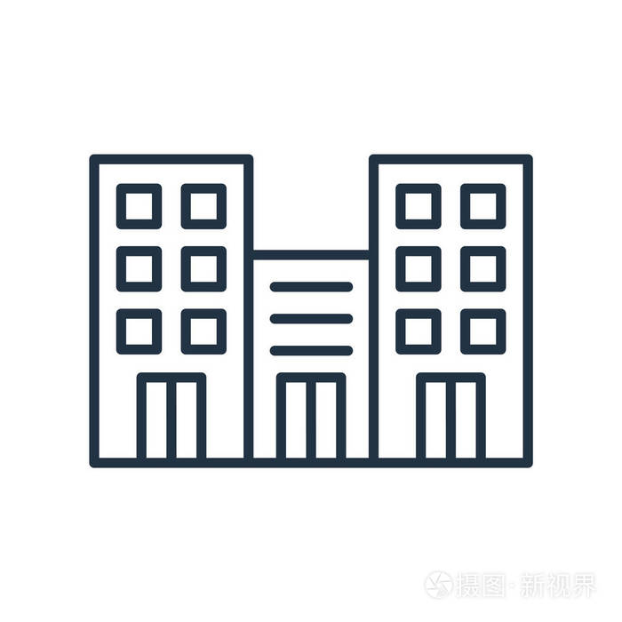 办公大楼图标矢量隔离在白色背景, 办公室