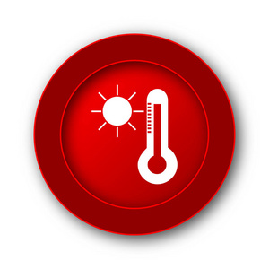 太阳和温度计图标。白色背景上的互联网按钮