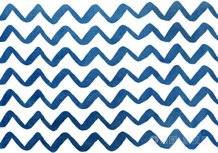 水彩暗蓝色手绘条纹的白色背景,雪佛龙