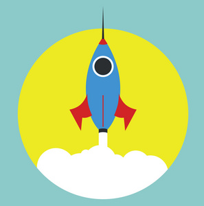 火箭标志,彩色插图照片