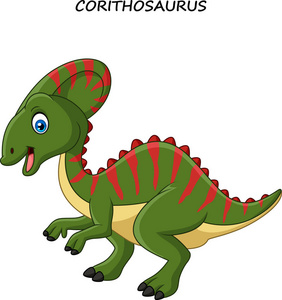 卡通快乐 corythosaurus 的矢量插画照片