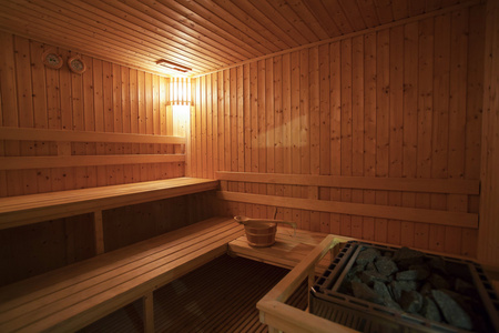 酒店桑拿房空的桑拿房背景照片