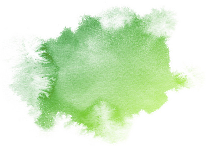 白色背景上的抽象绿色水彩