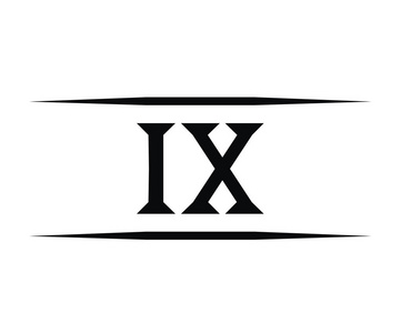 罗马数字9类型九在字母表字母徽标标志标志符号设计插图为日历数字或