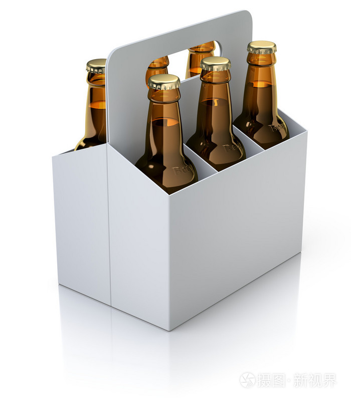 六红瓶啤酒在白色纸箱包装