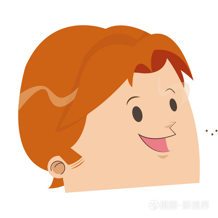 可爱的红色毛发图标与快乐的人的脸