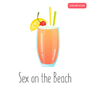 性在海滩酒精鸡尾酒颜色平的图标