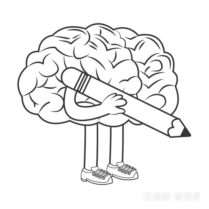 大脑简笔画可爱卡通图片