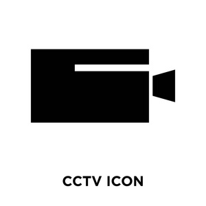 cctv 图标矢量隔离在白色背景上, logo 概念的闭路电视标志上透明背景, 实心黑色符号