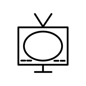 电视图标矢量在白色背景电视透明符号线条和轮廓元素的线性样式中被隔离