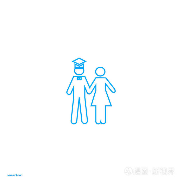 简约的矢量图标的单身汉男人和女人站在一起
