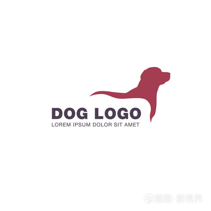 简单的标志与狗剪影在白色背景