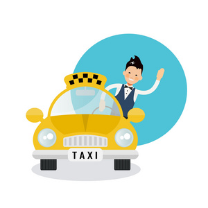 黄色出租车司机矢量图标照片
