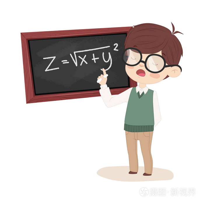 女孩的数学方程的求解插画-正版商用图片0sdtyx-摄图新视界