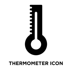 温度计图标矢量隔离在白色背景上, 标志概念的温度计标志在透明背景, 实心黑色符号