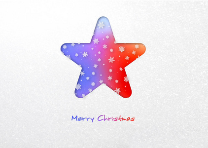 圣诞快乐彩虹星卡在雪地背景上图片