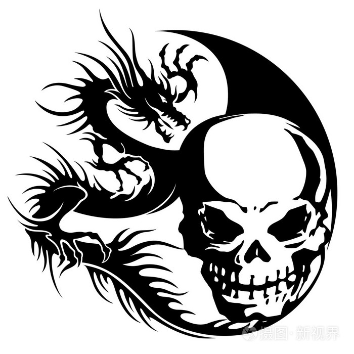 头骨和龙图