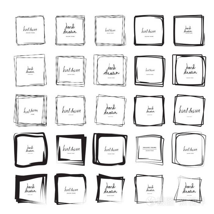 正方形涂鸦草图涂鸦的框架被隔离在白色与地方的文本.