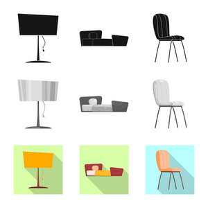 家具和公寓图标的矢量插图。一套家具和家庭股票符号的网站