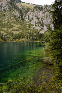 美丽的高山湖泊的景色