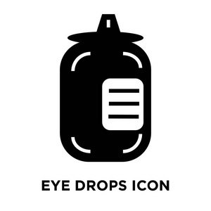 滴眼图标矢量在白色背景下被隔离, 标志概念的眼药水标志在透明背景, 实心黑色符号